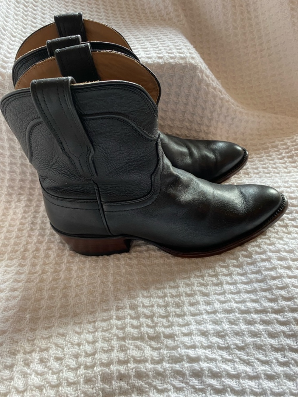 Tecovas Penny Classic Black Leather Western Ankle Boots - Women size 7.5 - Picture 6 of 9
